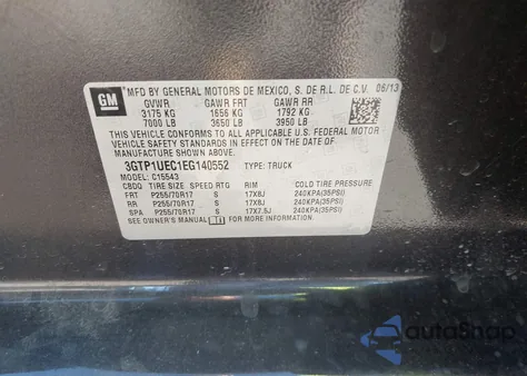 2014 GMC Sierra 1500 Sle из США, поврежденный, VIN 3GTP1UEC1EG140552